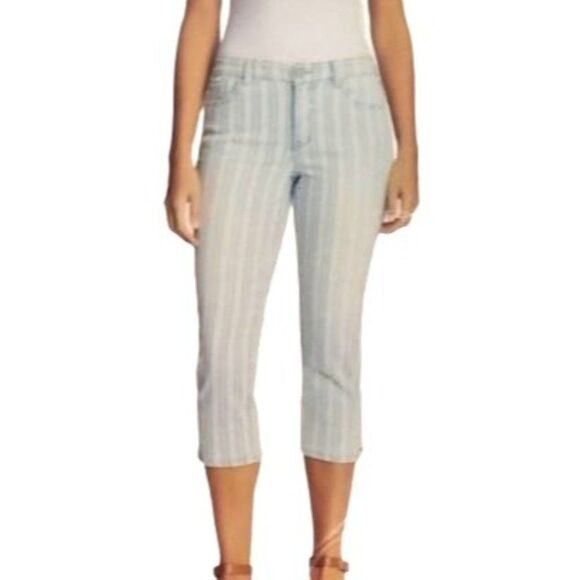 Nine West Jeans Chrystie Capri Plus Size 16 Striped - Picture 1 of 9